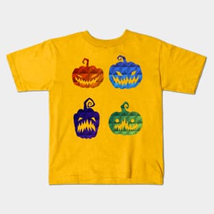 Different Scary Pumpkin Faces Kids T-Shirt